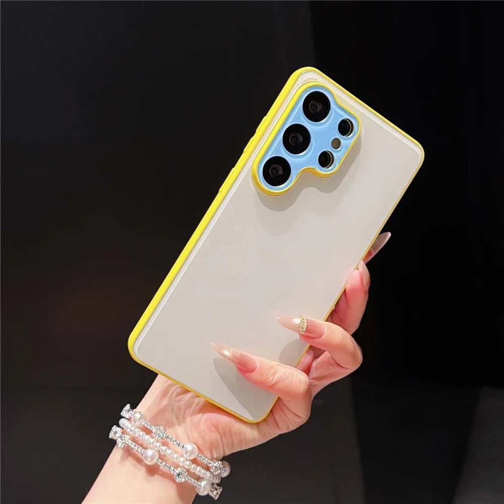 For Samsung Galaxy S25 Ultra Case Contrast Color PC + TPU Phone Cover - Yellow  /  White  /  Blue - 1