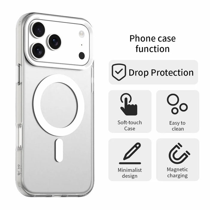 For iPhone 18 Pro / 17 Pro Magnetic Case Anti Drop Hybrid Phone Back Cover - White - 5