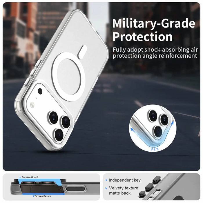 For iPhone 18 Pro / 17 Pro Magnetic Case Anti Drop Hybrid Phone Back Cover - White - 7