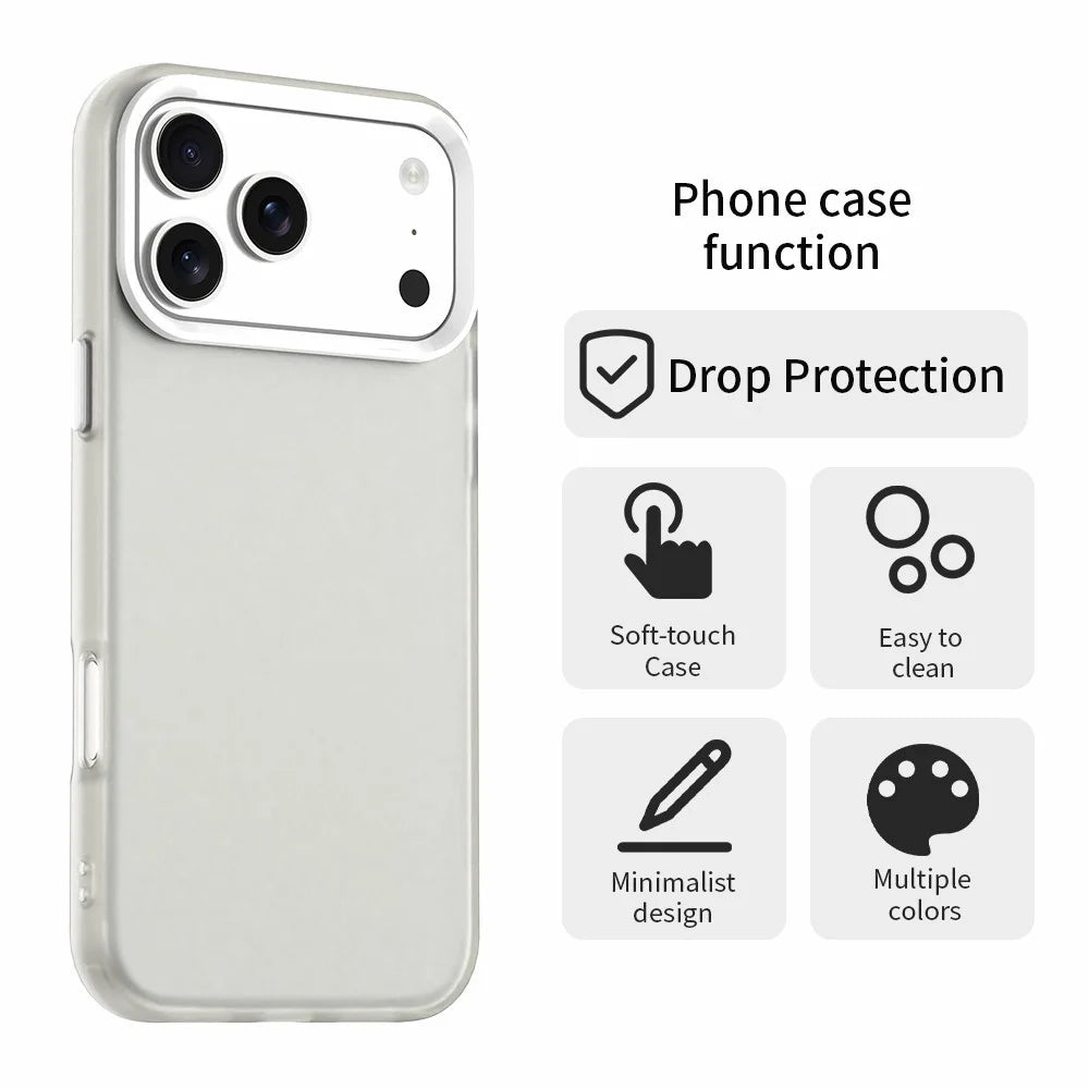 For iPhone 18 Pro / 17 Pro Case PC + TPU + PET Matte Anti-Drop Phone Back Cover - White - 5