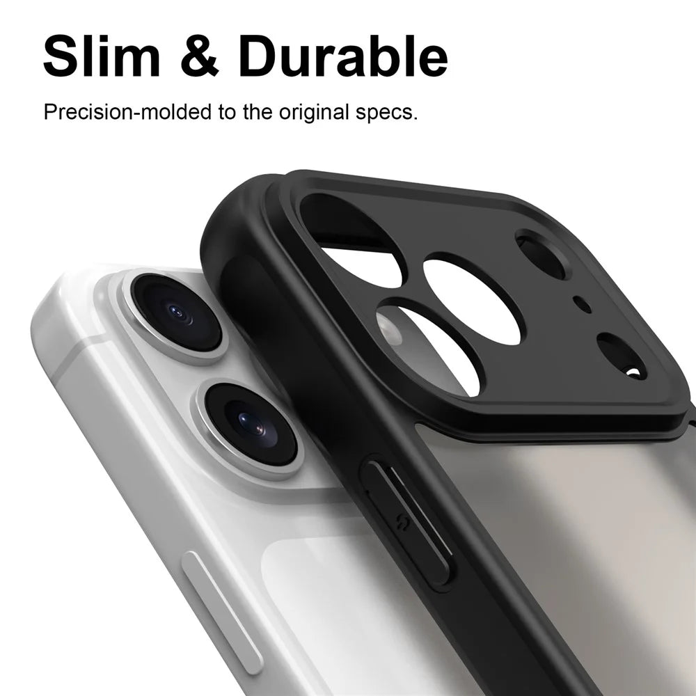 For iPhone 18 Pro  /  17 Pro Case Drop Proof Airbags Frosted Translucent PC + TPU Phone Back Cover - Black - 6