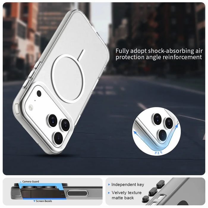 For iPhone 18 Pro Max / 17 Pro Max Magnetic Case PC + TPU + PET Air Cushion Shockproof Phone Cover - White - 2