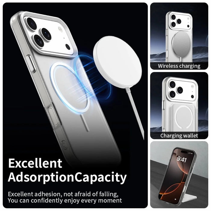 For iPhone 18 Pro Max / 17 Pro Max Magnetic Case PC + TPU + PET Air Cushion Shockproof Phone Cover - White - 3