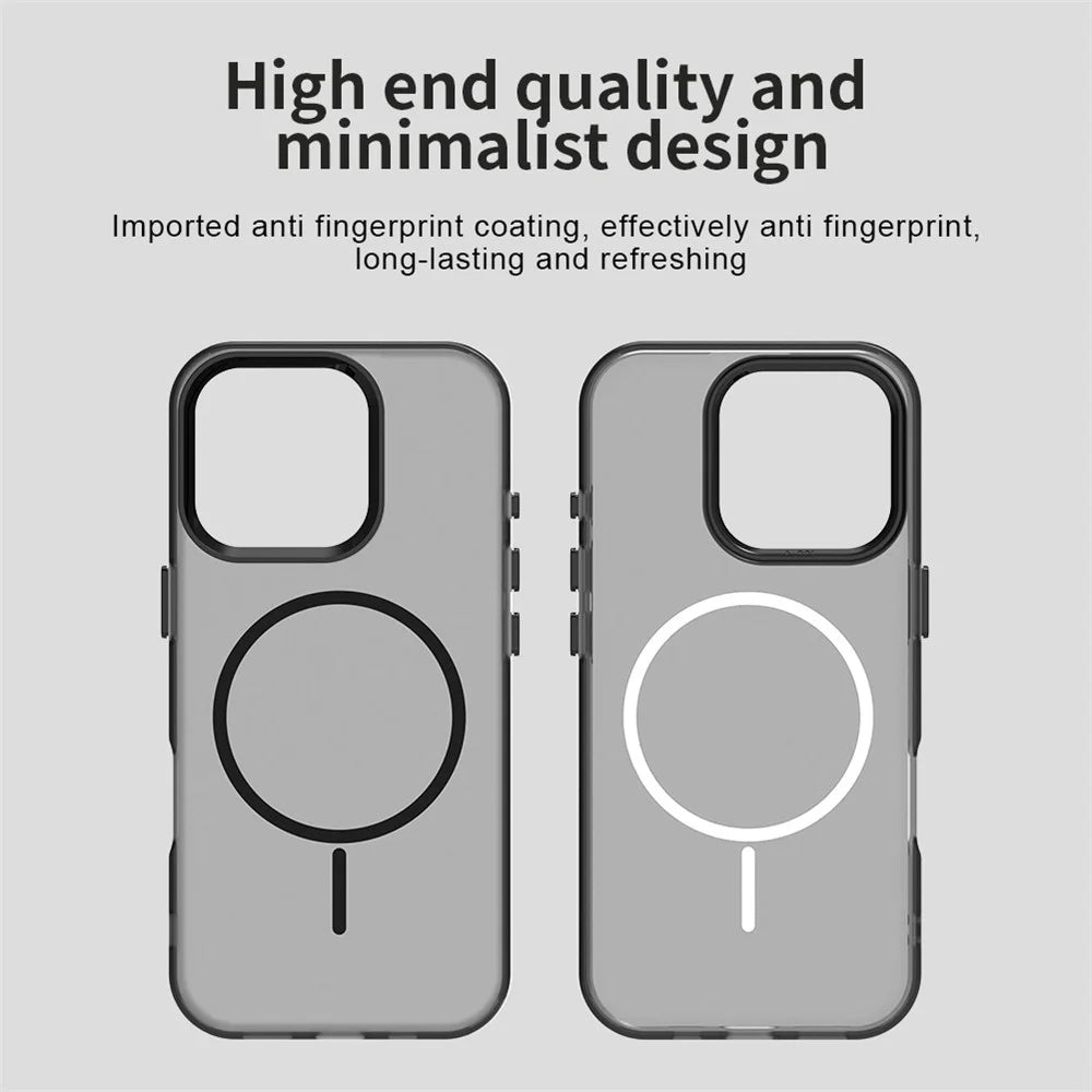 For iPhone 16 Pro Max Magnetic Case PC + TPU + PET Air Cushion Shockproof Phone Cover - Black - 4