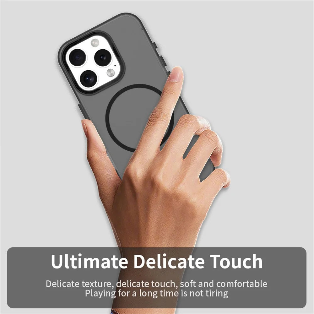 For iPhone 16 Pro Max Magnetic Case PC + TPU + PET Air Cushion Shockproof Phone Cover - Black - 5