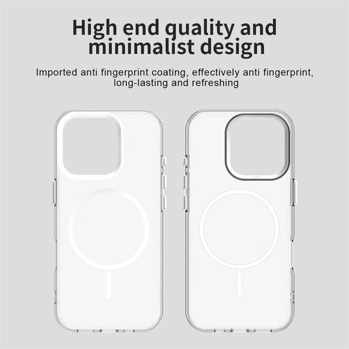 For iPhone 16 Pro Magnetic Case PC + TPU + PET Air Cushion Shockproof Phone Cover - White - 4