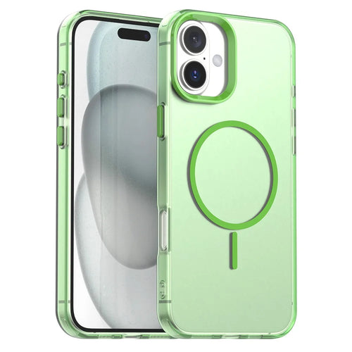 For iPhone 17 Magnetic Case PC + TPU + PET Air Cushion Shockproof Phone Cover - Green - 1