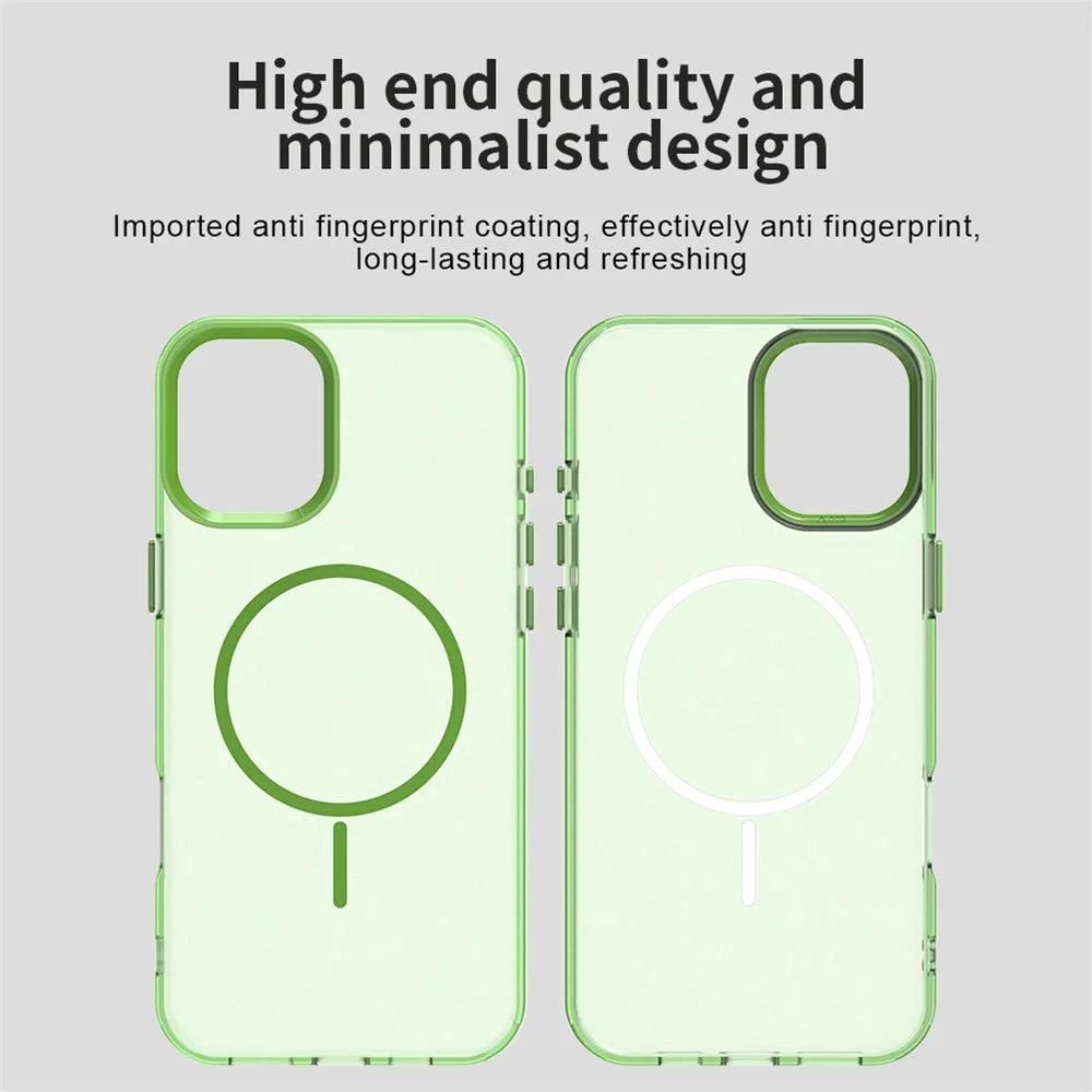For iPhone 17 Magnetic Case PC + TPU + PET Air Cushion Shockproof Phone Cover - Green - 4