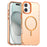 For iPhone 16 Magnetic Case PC + TPU + PET Air Cushion Shockproof Phone Cover - Orange - 1