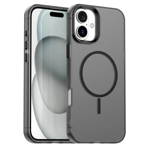 For iPhone 16 Plus Magnetic Case PC + TPU + PET Air Cushion Shockproof Phone Cover - Black - 1