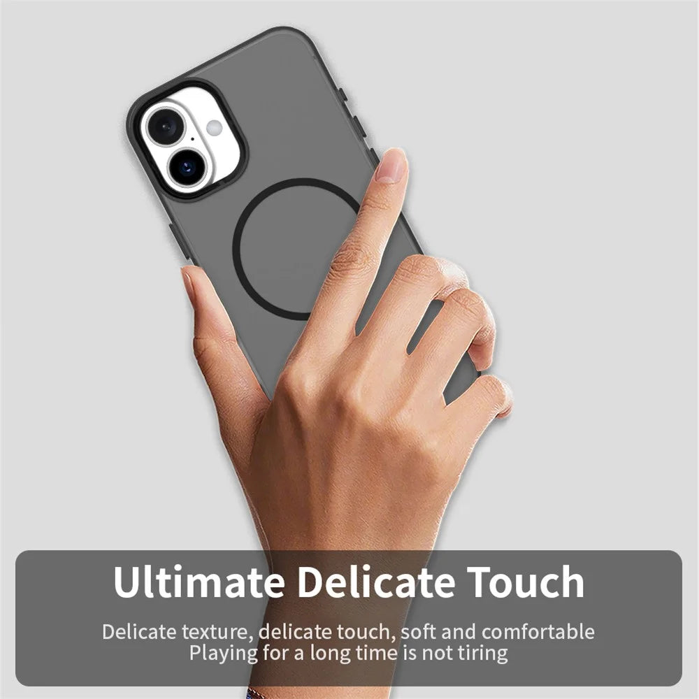 For iPhone 16 Plus Magnetic Case PC + TPU + PET Air Cushion Shockproof Phone Cover - Black - 5