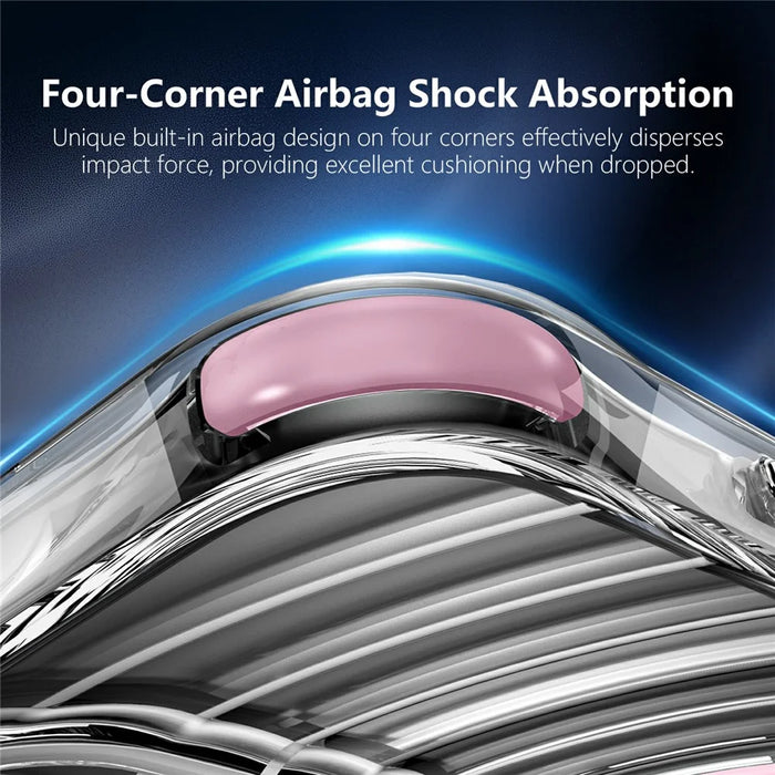 For iPhone 16 Pro Max Magnetic Case Airbag Corner Shockproof Ripple TPU Phone Cover - Pink - 6