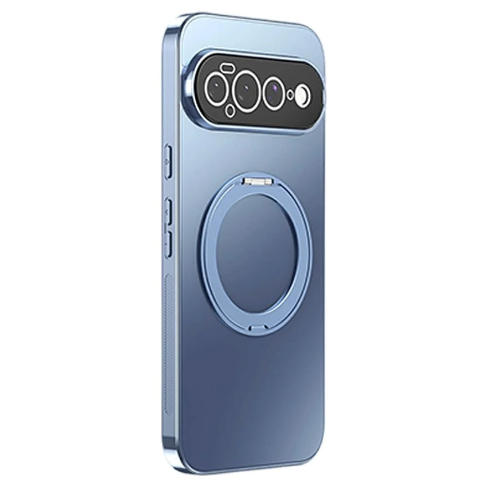 For Google Pixel 11 Case Magnetic Rotating Kickstand TPU Phone Cover with Full Lens Protection - Blue - 1