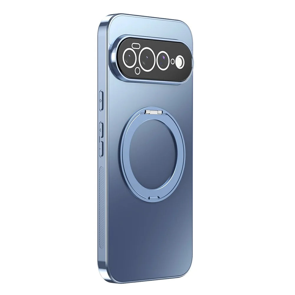 For Google Pixel 11 Pro XL Case Magnetic Rotating Kickstand TPU Phone Cover with Full Lens Protection - Blue - 1
