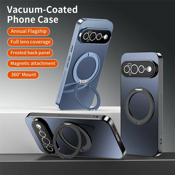 For Google Pixel 11 Pro XL Case Magnetic Rotating Kickstand TPU Phone Cover with Full Lens Protection - Blue - 2