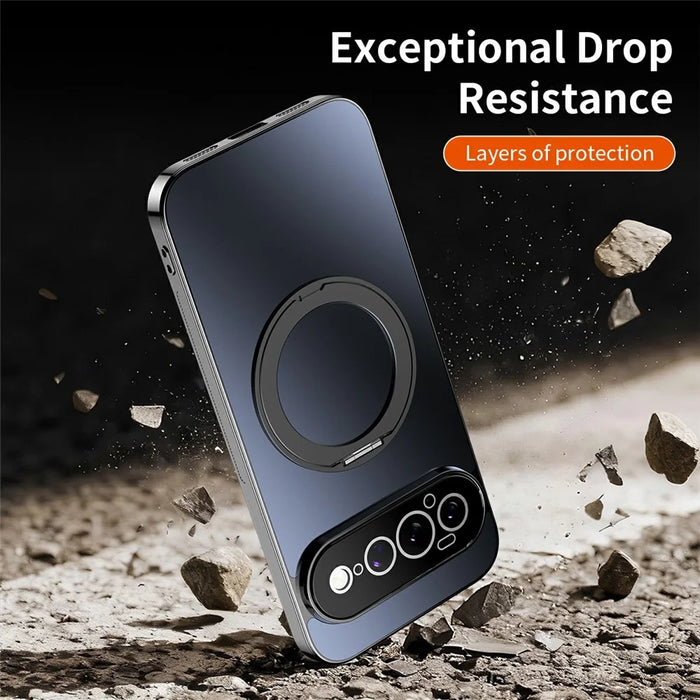 For Google Pixel 11 Pro XL Case Magnetic Rotating Kickstand TPU Phone Cover with Full Lens Protection - Blue - 5
