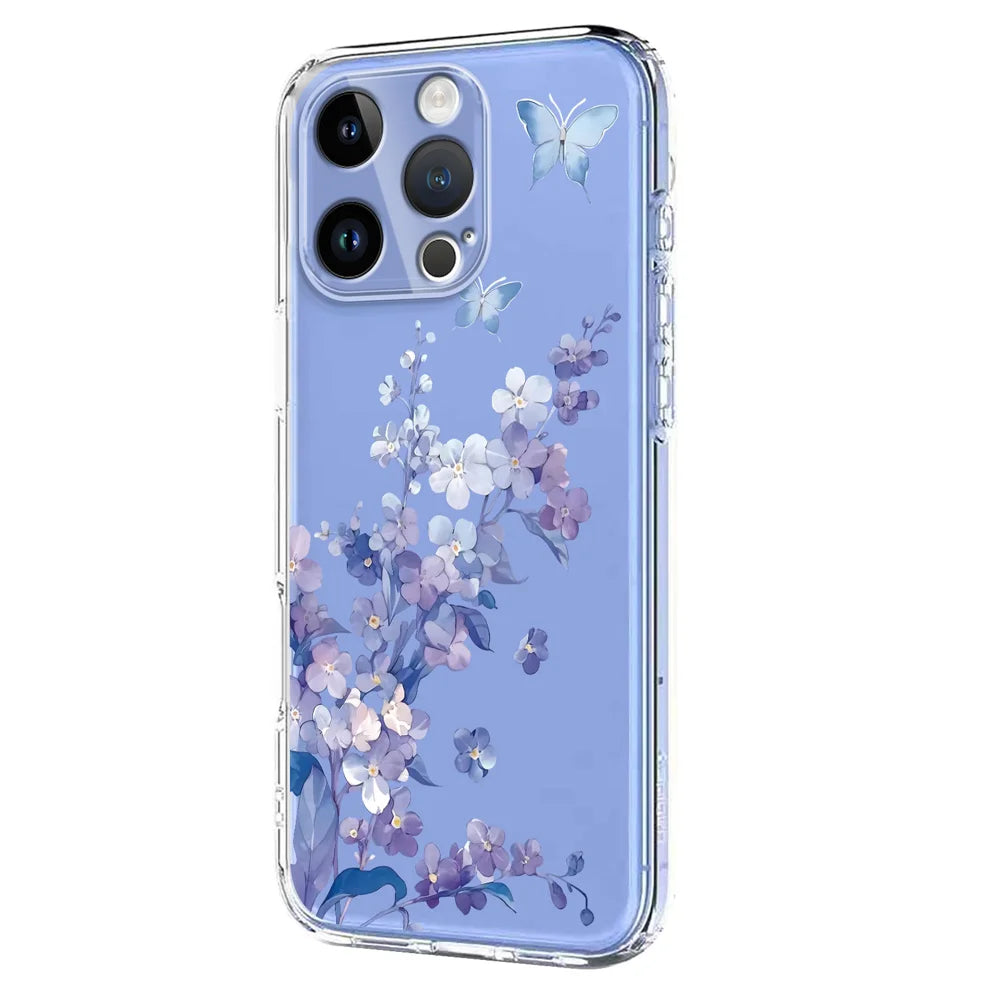 For iPhone 12 Pro Max Case Butterfly Floral Pattern Printing TPU Phone Back Cover - Violets - 2