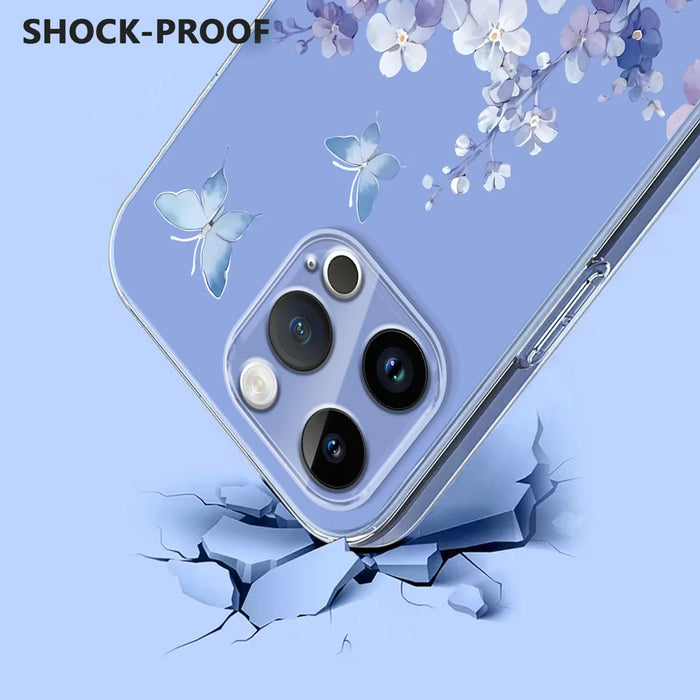 For iPhone 13 Pro Case Butterfly Floral Pattern Printing TPU Phone Back Cover - Violets - 3
