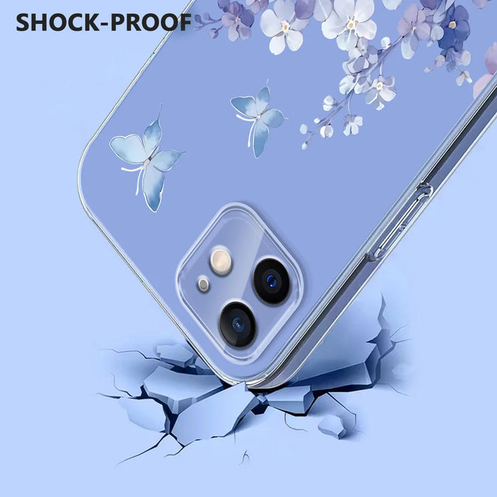 For iPhone 12 mini Case Butterfly Floral Pattern Printing TPU Phone Back Cover - Violets - 3