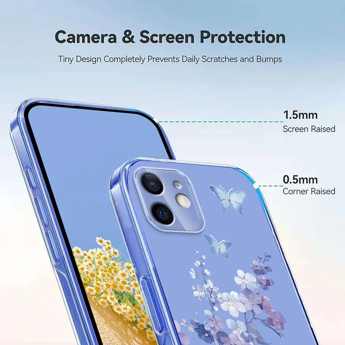 For iPhone 12 mini Case Butterfly Floral Pattern Printing TPU Phone Back Cover - Violets - 4