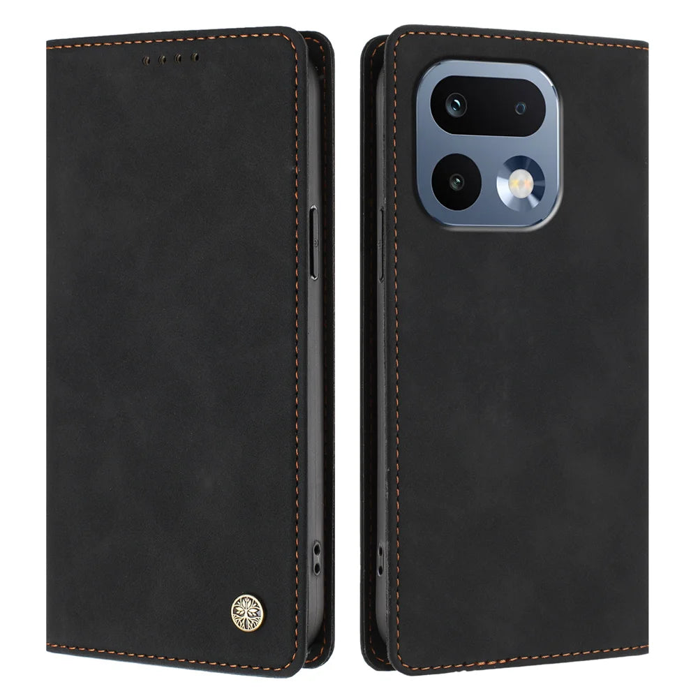 For Realme 16 Pro 5G Case HX RFID Blocking Wallet Stand Leather Flip Phone Cover - Black - 1