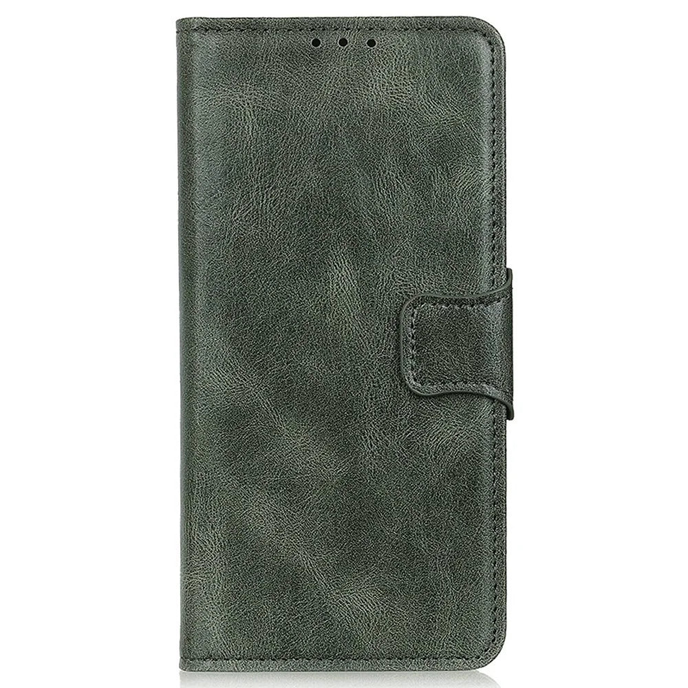 For Samsung Galaxy S23 Anti-scratch Crazy Horse Texture Wallet Stand PU Leather Case Phone Cover - Blackish Green - 7
