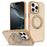 For iPhone 15 Pro Case with Rotating Magnetic Kickstand PC + TPU Skin-Touch Phone Cover - Desert Gold - 1