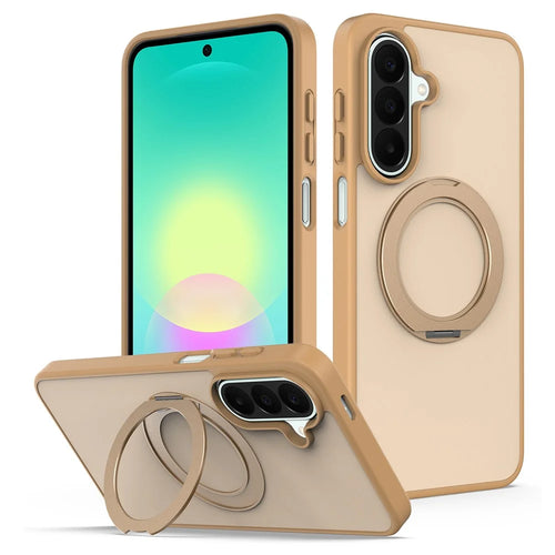 For Samsung Galaxy A15 5G  /  Galaxy A15 4G Case with Rotating Magnetic Kickstand PC + TPU Skin-Touch Phone Cover - Desert Gold - 1