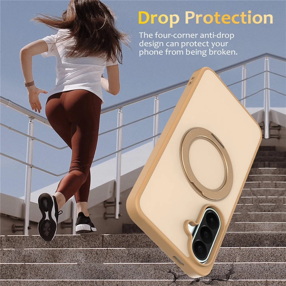 For Samsung Galaxy A15 5G  /  Galaxy A15 4G Case with Rotating Magnetic Kickstand PC + TPU Skin-Touch Phone Cover - Desert Gold - 3