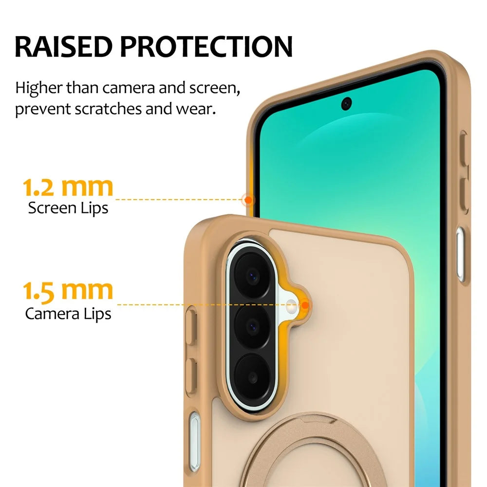 For Samsung Galaxy A15 5G  /  Galaxy A15 4G Case with Rotating Magnetic Kickstand PC + TPU Skin-Touch Phone Cover - Desert Gold - 5