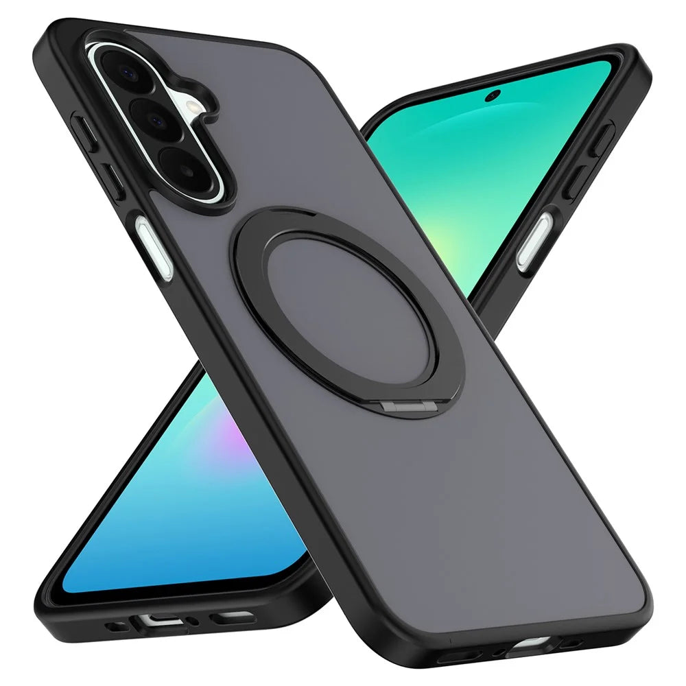 For Samsung Galaxy A25 5G (Global) (161mm) Case with Rotating Magnetic Kickstand PC + TPU Skin-Touch Phone Cover - Black - 2
