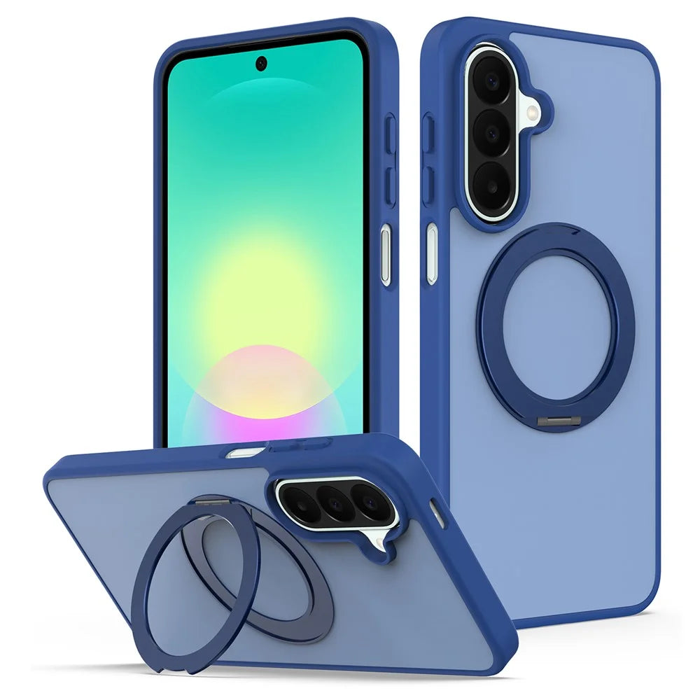 For Samsung Galaxy A35 5G  /  Galaxy A55 5G Case with Rotating Magnetic Kickstand PC + TPU Skin-Touch Phone Cover - Sapphire - 1