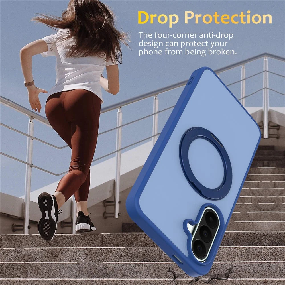 For Samsung Galaxy A35 5G  /  Galaxy A55 5G Case with Rotating Magnetic Kickstand PC + TPU Skin-Touch Phone Cover - Sapphire - 3