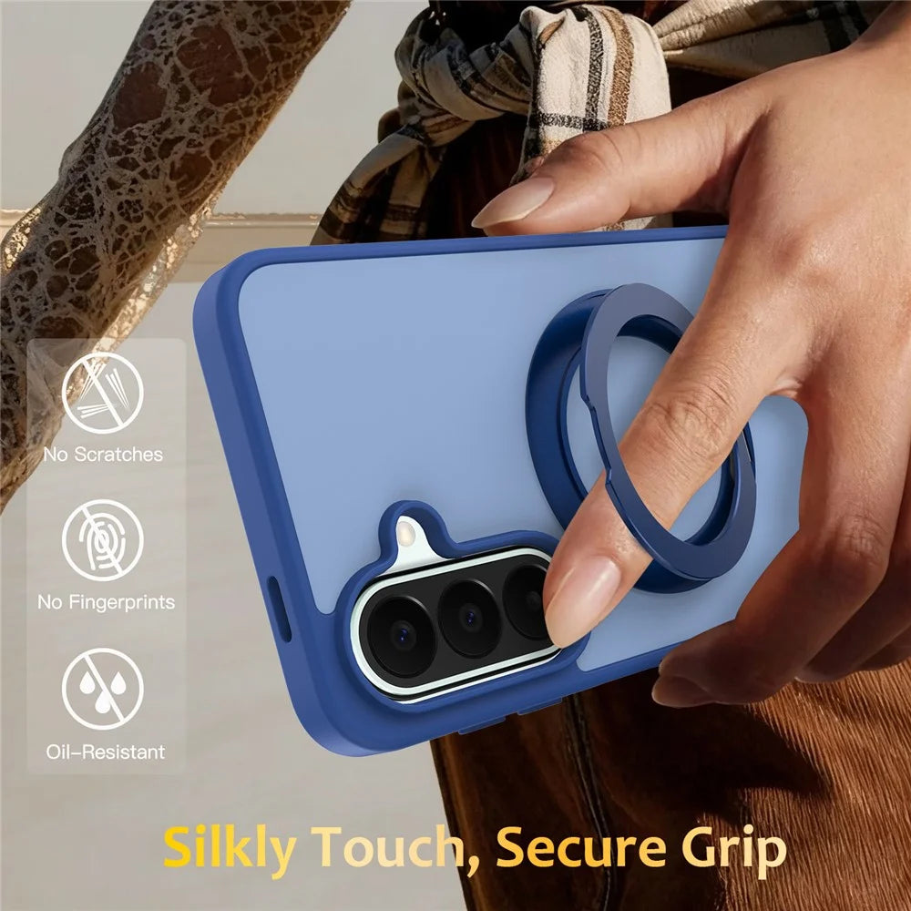 For Samsung Galaxy A35 5G  /  Galaxy A55 5G Case with Rotating Magnetic Kickstand PC + TPU Skin-Touch Phone Cover - Sapphire - 7