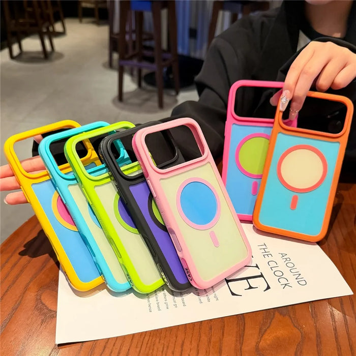 For iPhone 18 Pro / 17 Pro Magnetic Case Contrast Design 2 in 1 PC + TPU Matte Phone Cover - Pink - 6