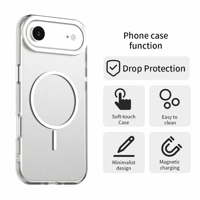 For iPhone Air Magnetic Case PC + TPU + PET Air Cushion Shockproof Phone Cover - White - 6
