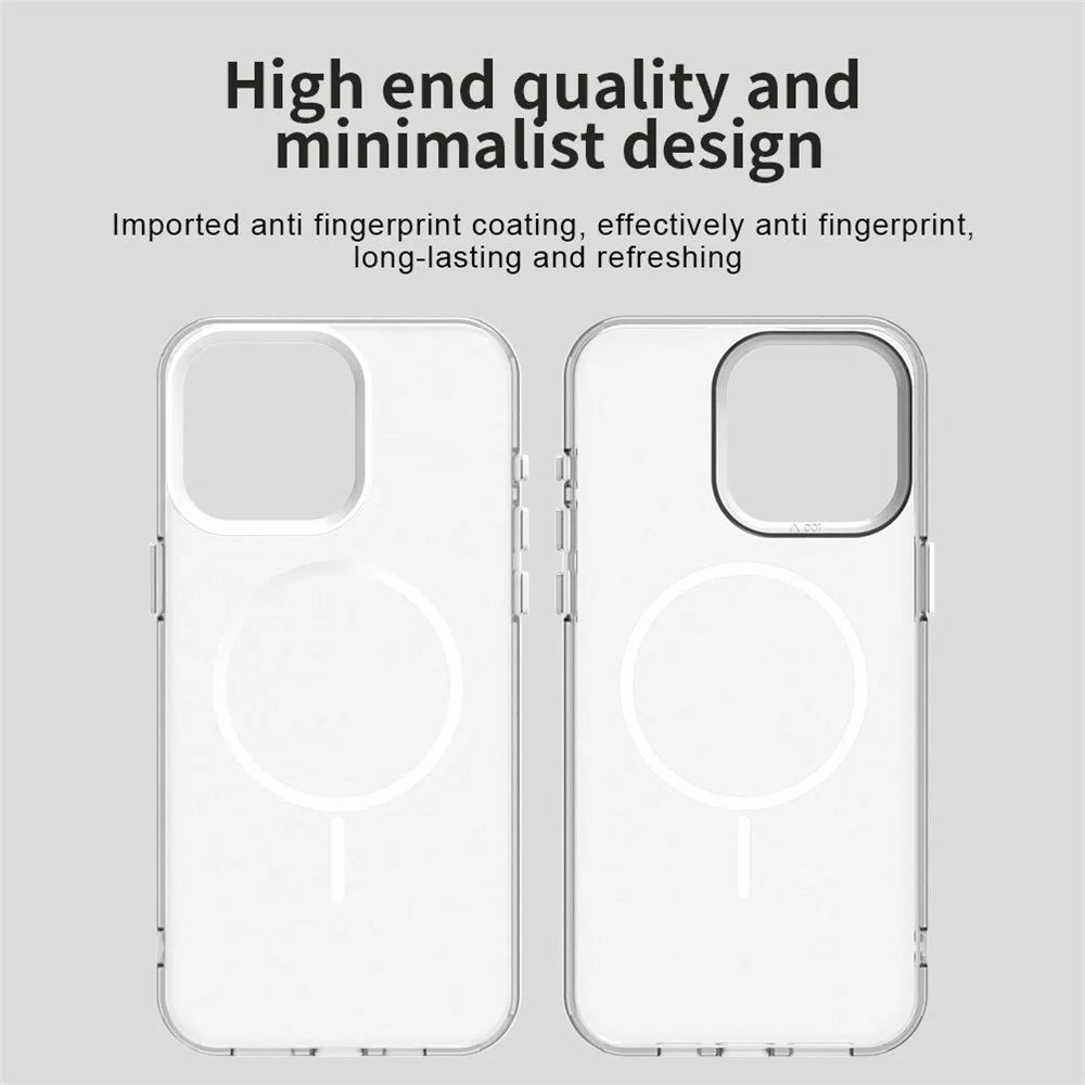 For iPhone 15 Pro Magnetic Case PC + TPU + PET Air Cushion Shockproof Phone Cover - White - 4