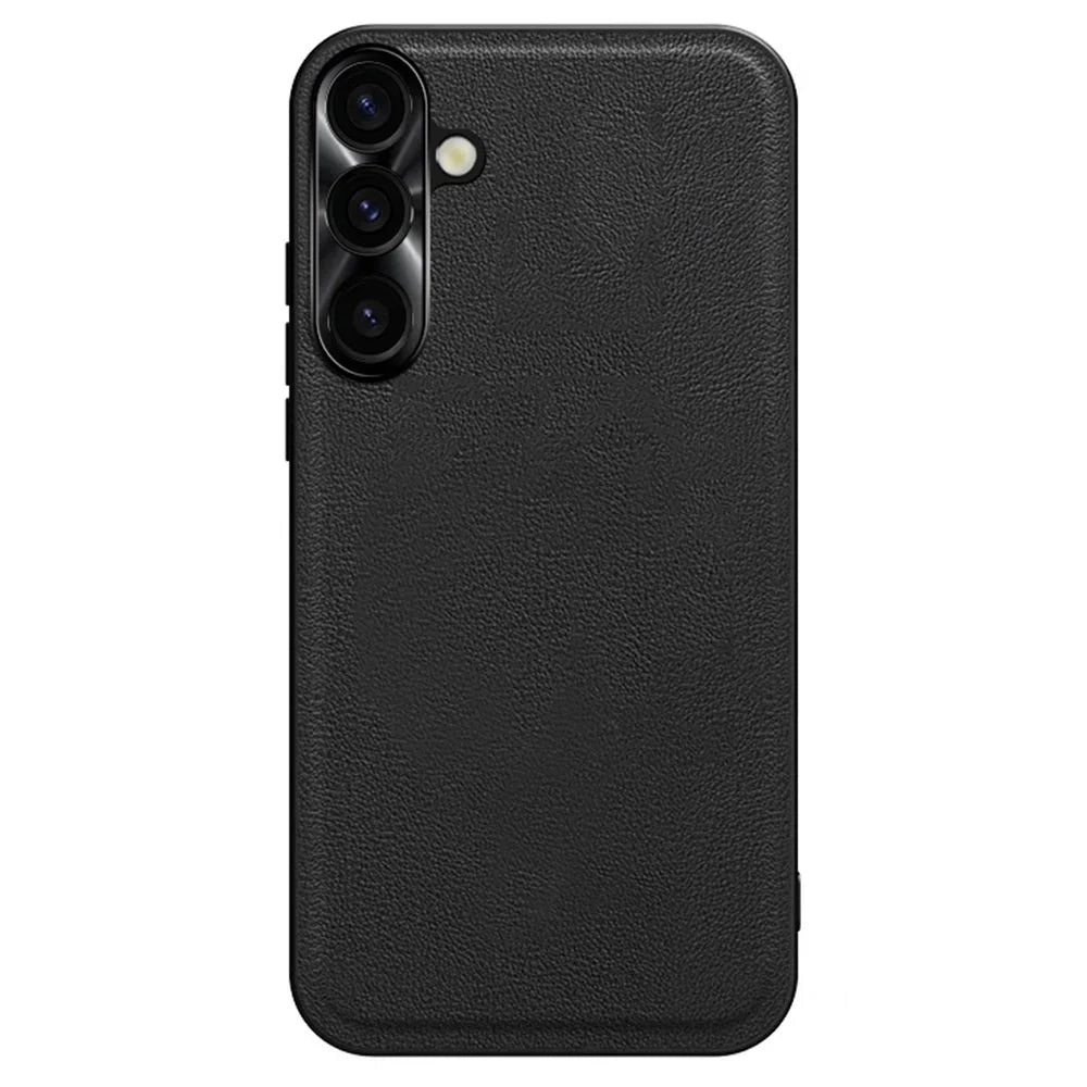 For Samsung Galaxy S26 FE Case PU + TPU + PC Phone Back Cover with Metal Lens Frame - Black - 1
