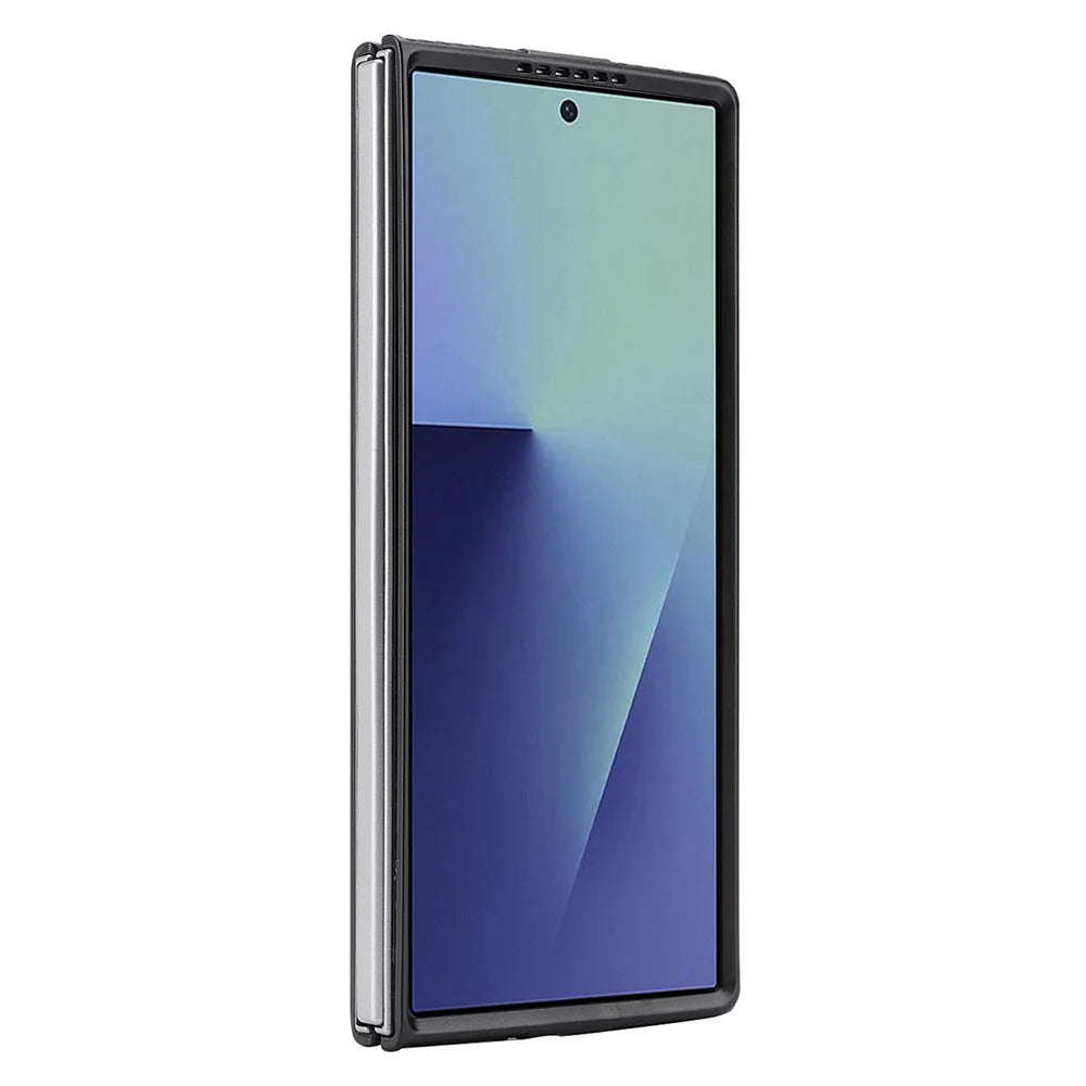 For Samsung Galaxy Z Fold7 5G Case Side-pasted Carbon Fiber Texture PU TPU Phone Cover With Metal Magnetic Ring - Black - 3
