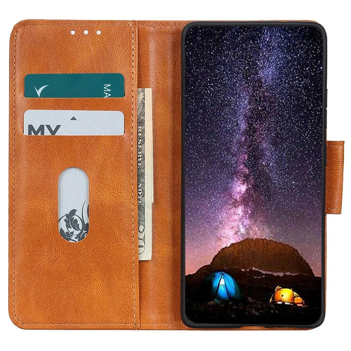 For Samsung Galaxy A34 5G Crazy Horse Texture Wallet Viewing Stand PU Leather Case Full Coverage Phone Cover - Brown - 2