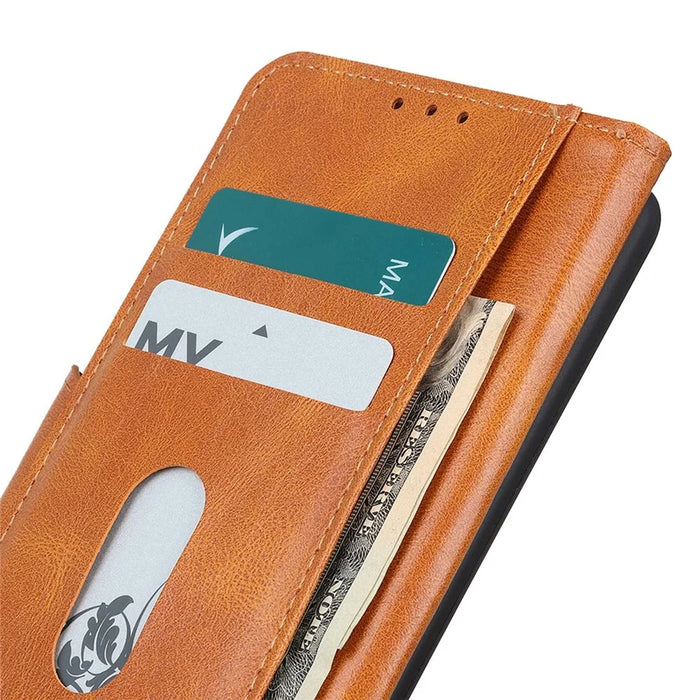For Samsung Galaxy A34 5G Crazy Horse Texture Wallet Viewing Stand PU Leather Case Full Coverage Phone Cover - Brown - 4