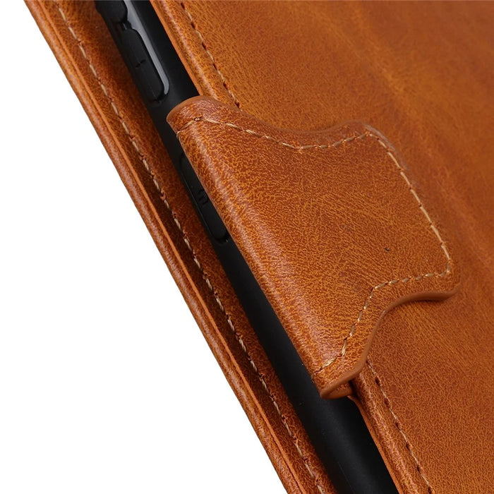 For Samsung Galaxy A34 5G Crazy Horse Texture Wallet Viewing Stand PU Leather Case Full Coverage Phone Cover - Brown - 5