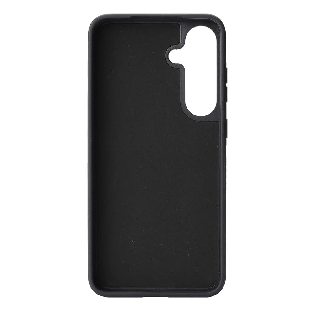 For Samsung Galaxy S25 Case Side-pasted Carbon Fiber Texture PU TPU Phone Cover With Metal Magnetic Ring - Black - 2