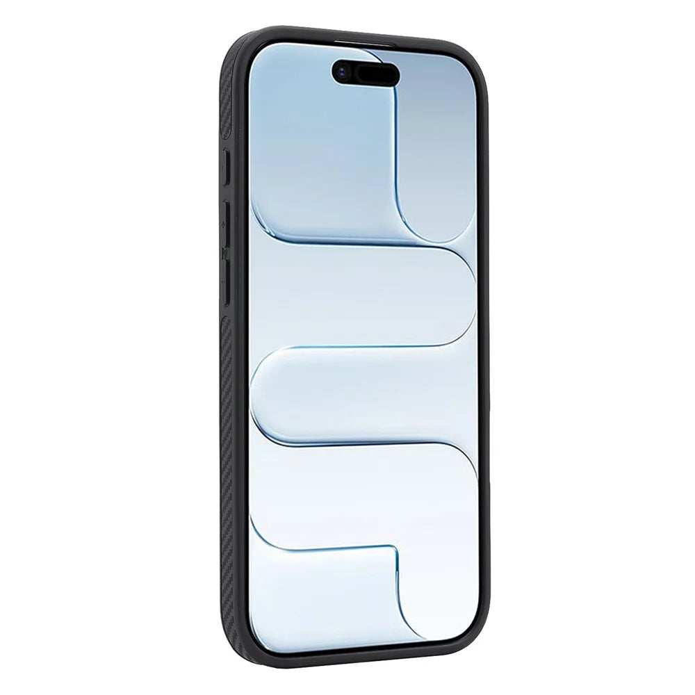 For iPhone Air Case Side-pasted Carbon Fiber Texture PU TPU Phone Cover With Metal Magnetic Ring - Black - 2