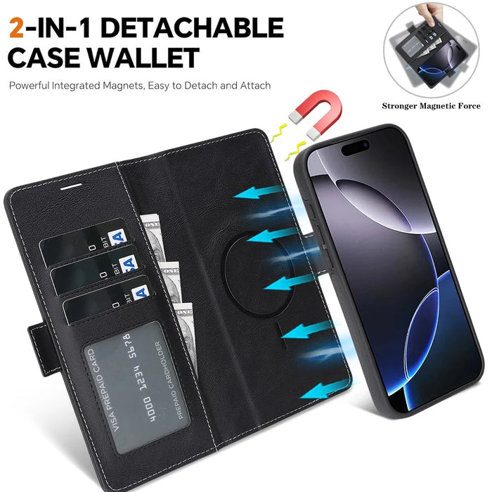 For Google Pixel 11 Pro XL Magnetic Case Detachable 2 in 1 Leather Wallet Phone Cover - Black - 3