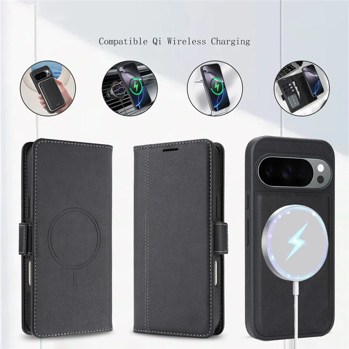 For Google Pixel 11 Pro XL Magnetic Case Detachable 2 in 1 Leather Wallet Phone Cover - Black - 4