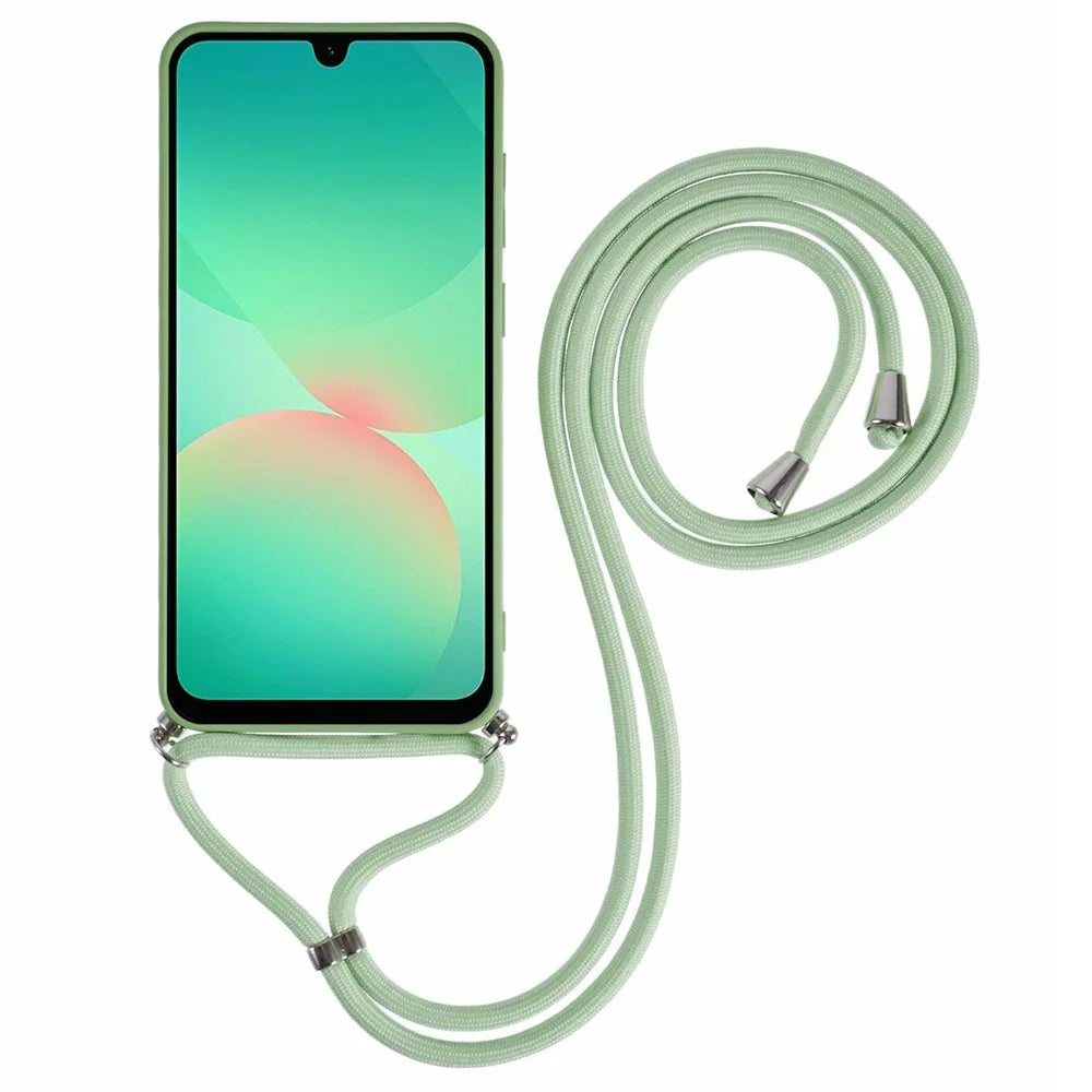 For Samsung Galaxy A18 4G / A18 5G Case Flexible TPU Fiber Lining Anti-Shock Crossbody Phone Cover - Matcha Green - 2