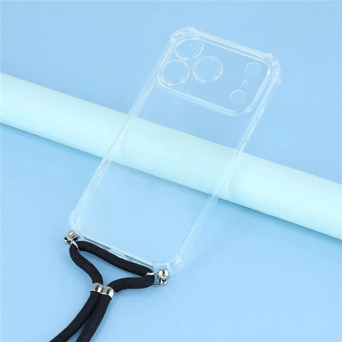 For iPhone 18 Pro  /  17 Pro Case Reinforced Corner TPU Clear Phone Cover with Lanyard - 2