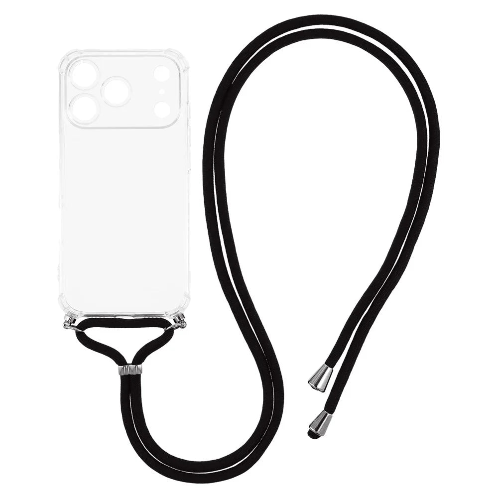 For iPhone 18 Pro Max  /  17 Pro Max Case Reinforced Corner TPU Clear Phone Cover with Lanyard - 1