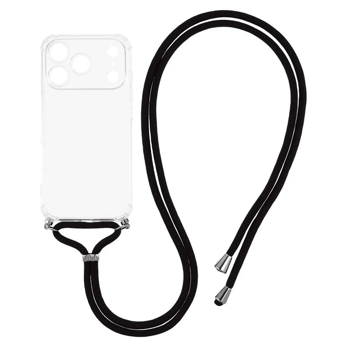 For iPhone 18 Pro Max  /  17 Pro Max Case Reinforced Corner TPU Clear Phone Cover with Lanyard - 1